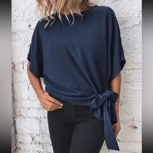 Preloved The Bamboo Knot Waist Detail Blouse - Darknavy main image 0